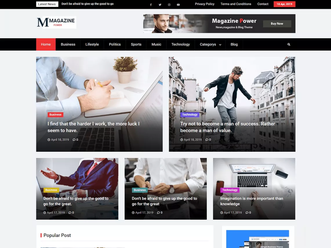 Magazine power wordpress theme