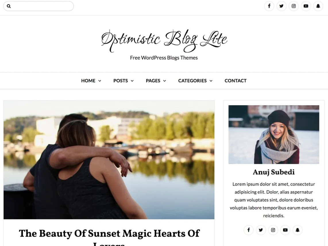 Optimistic blog wp theme