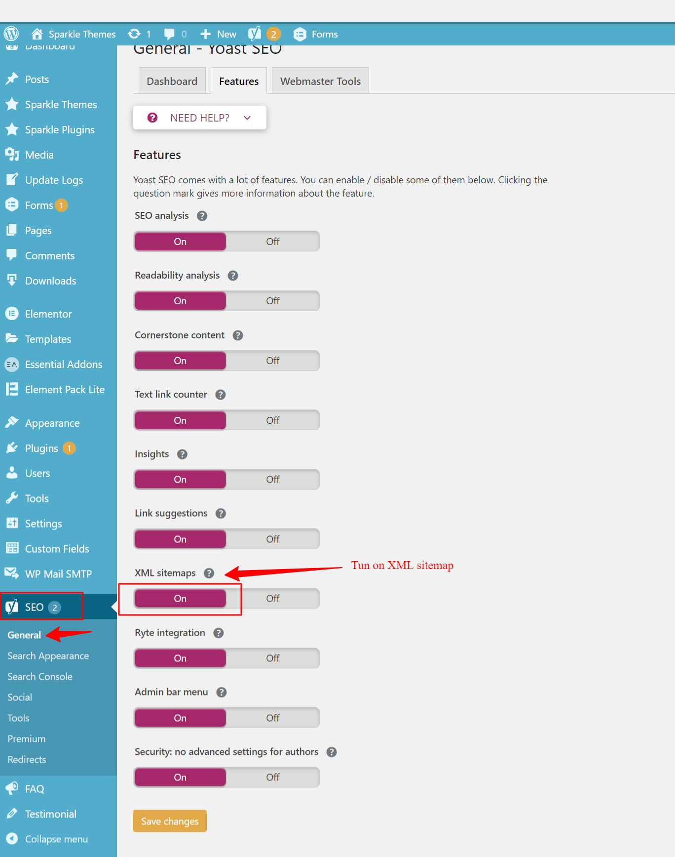 sitemap by yoast