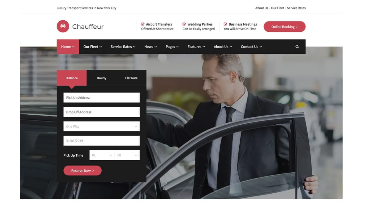 chauffer rental theme
