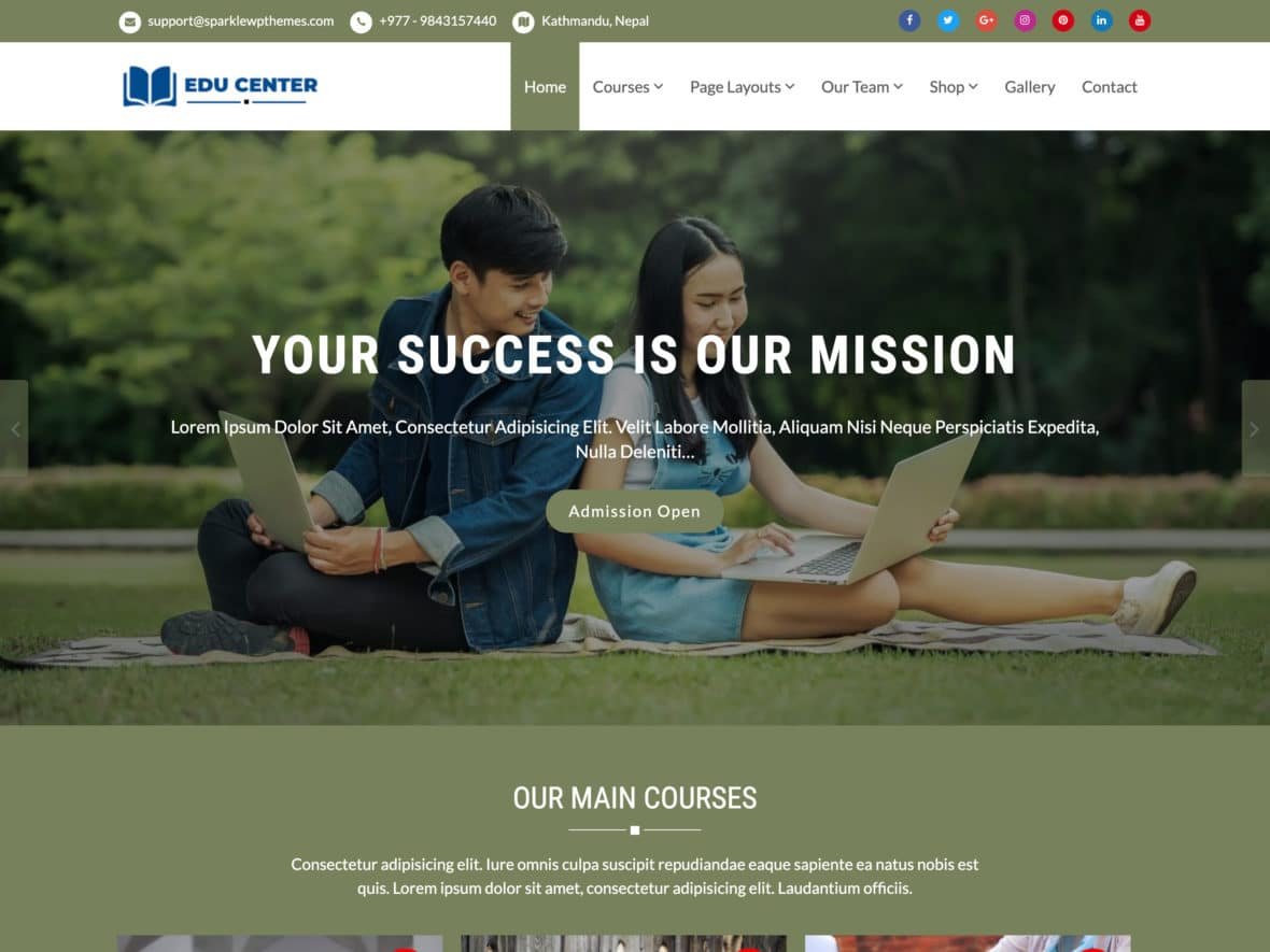 Educenter wordpress free theme