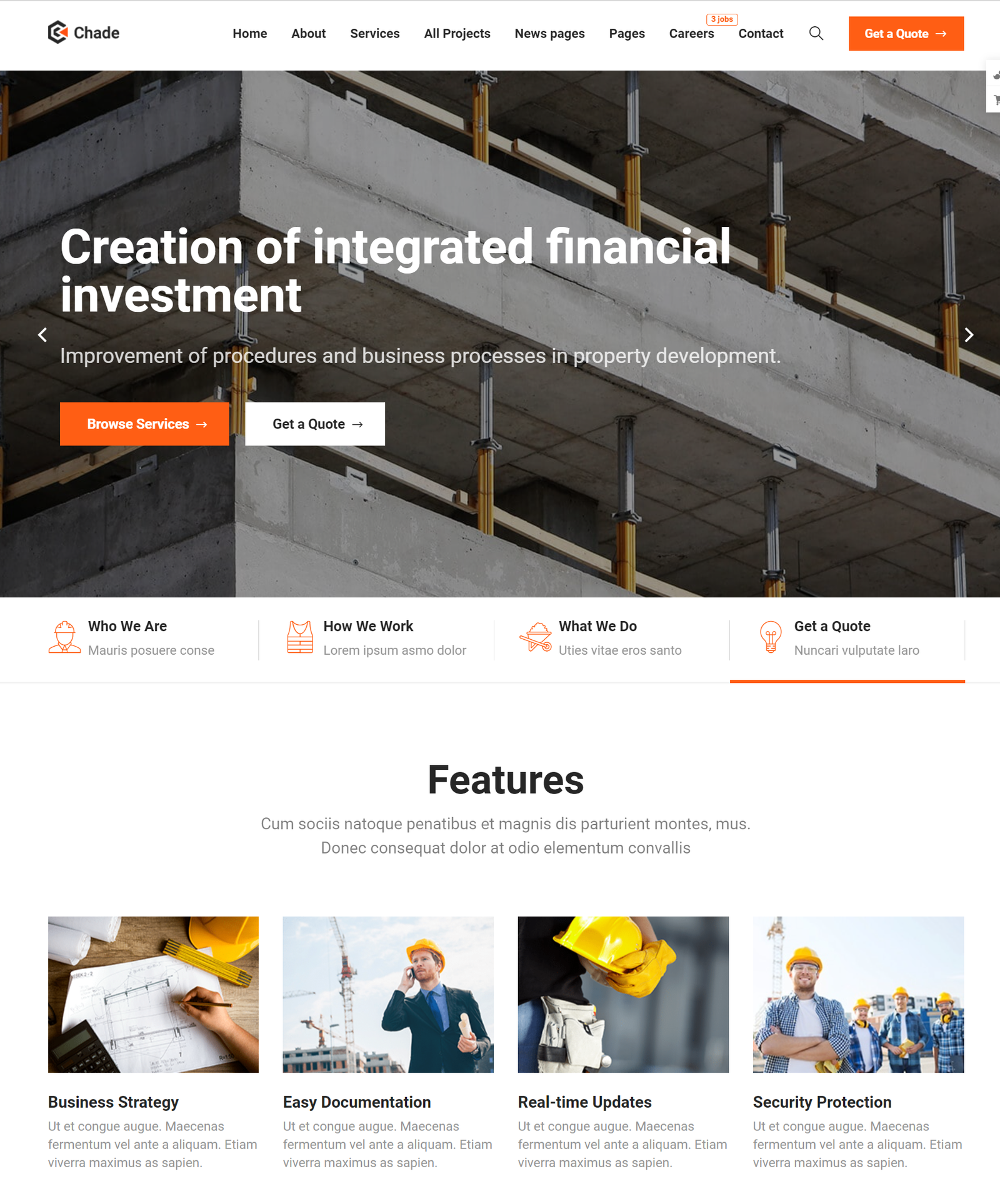 chade premium wordpress constrution them