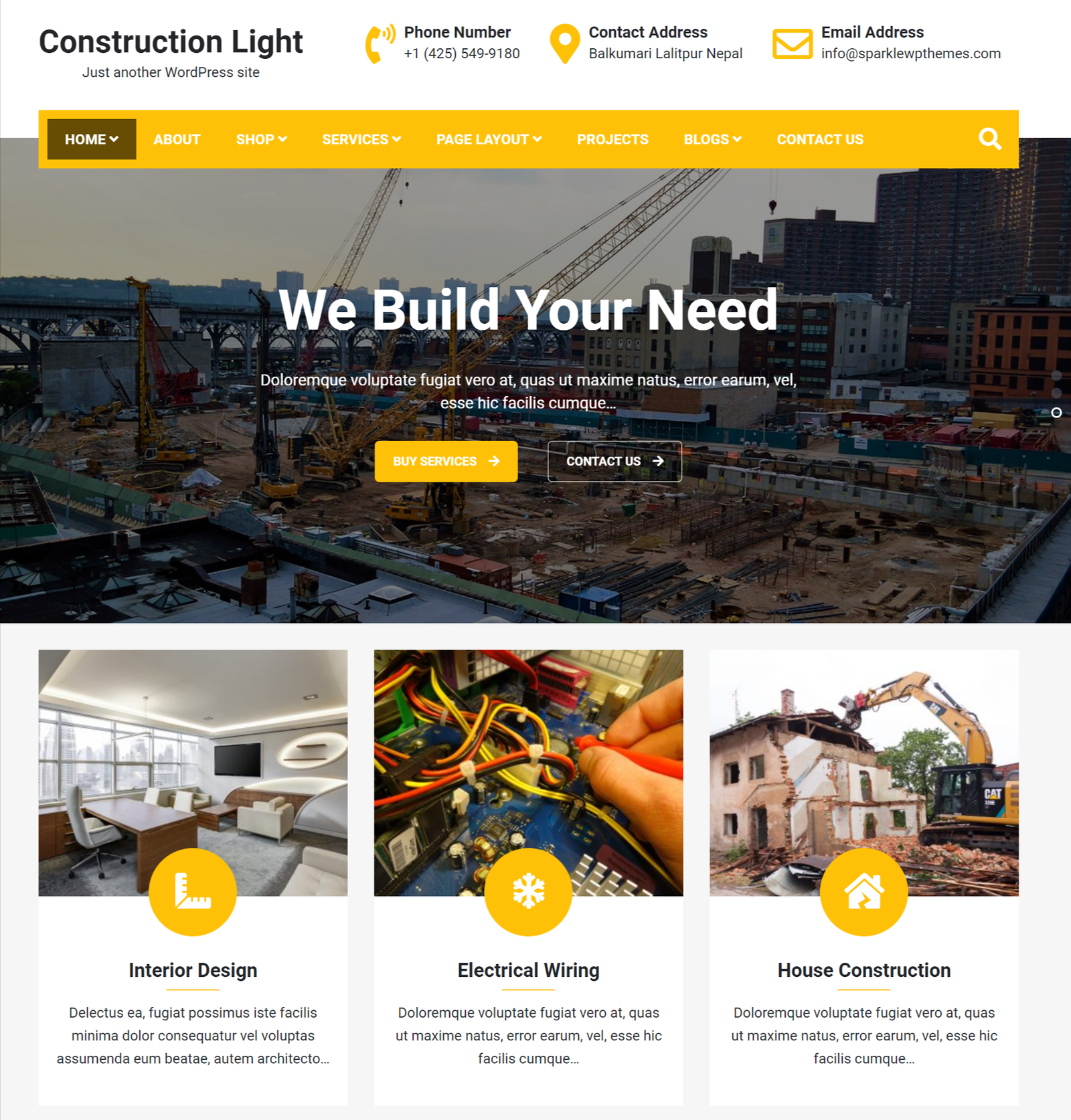 construction light pro theme for builders