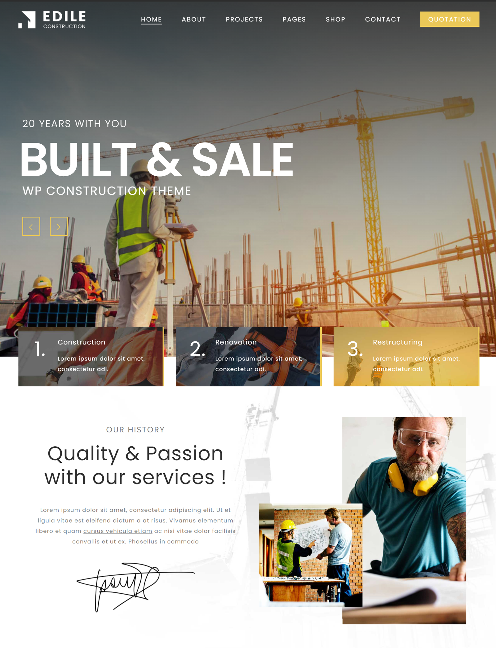 Edile constrcution theme for wordpress sites
