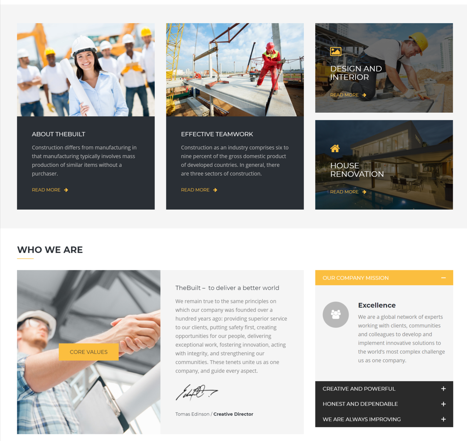 The built theme for construction builders